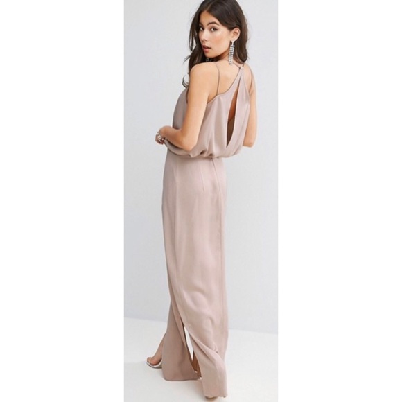 Asos Rose Dust Drape Front Strap Back Maxi Dress - Picture 3 of 9